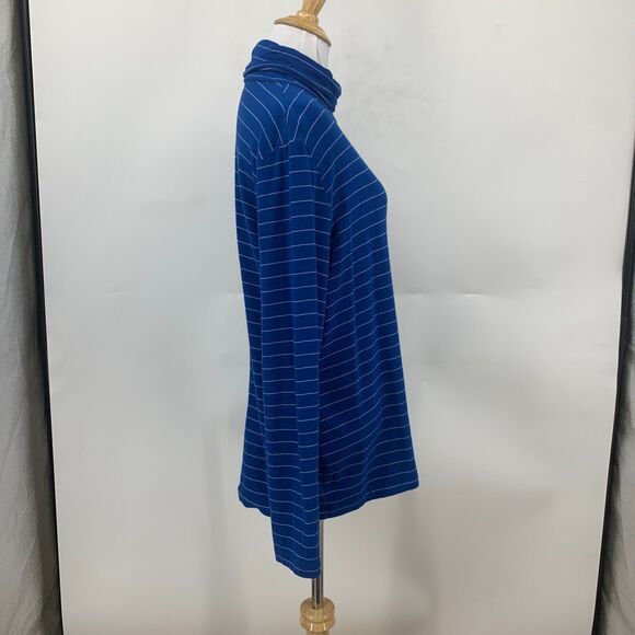 Lands End Shaped Fit Tee XL Extra Large Long Sleeve Stripe Turtleneck Shirt - Picture 5 of 11